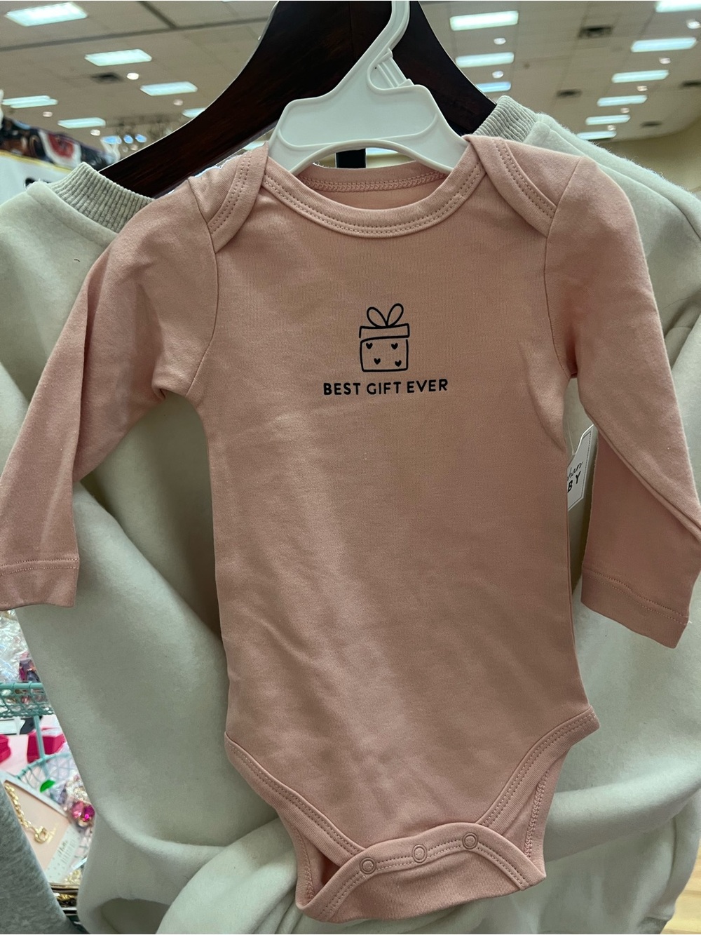 “Best Gift Ever” Infant Long-Sleeve One-Piece Bodysuit -  (Peachy/pink)